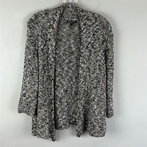 Eileen Fisher Brown And White Knit Linen Blend Cardigan Size 1X